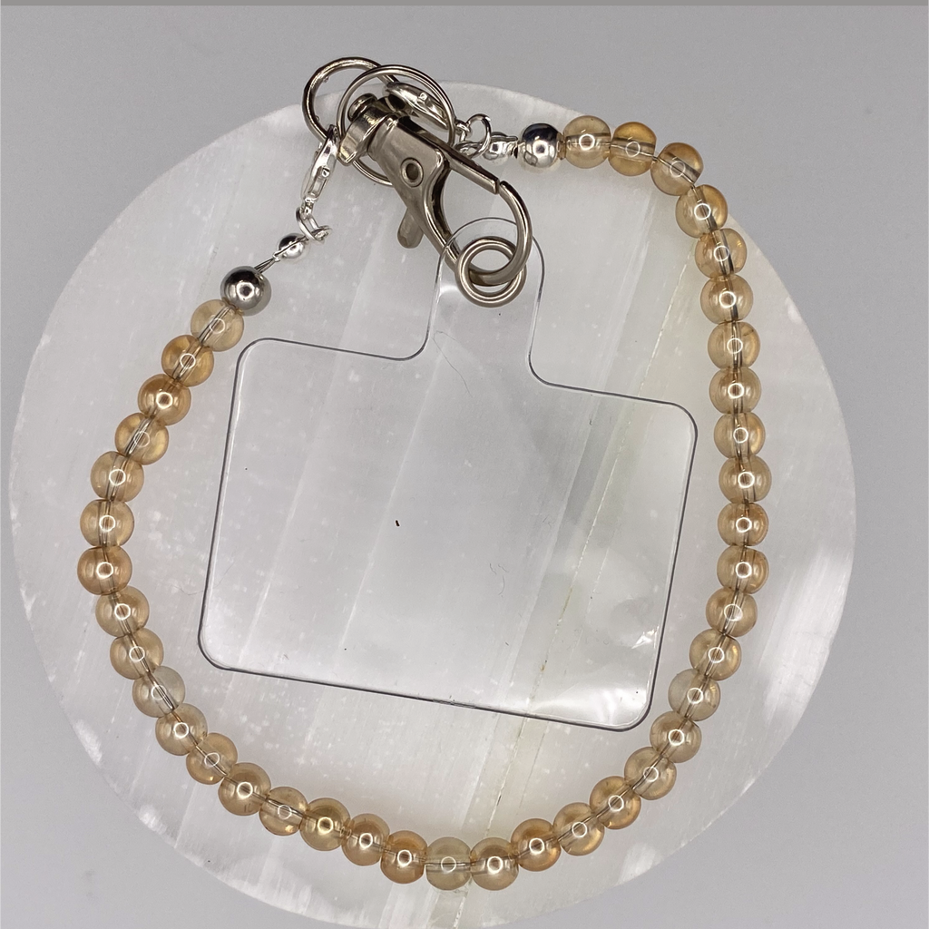Beige Glass Phone Strap