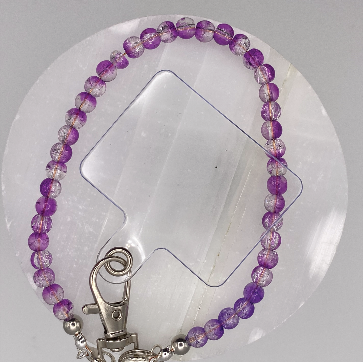 Crackle Purple Glass Phone Strap