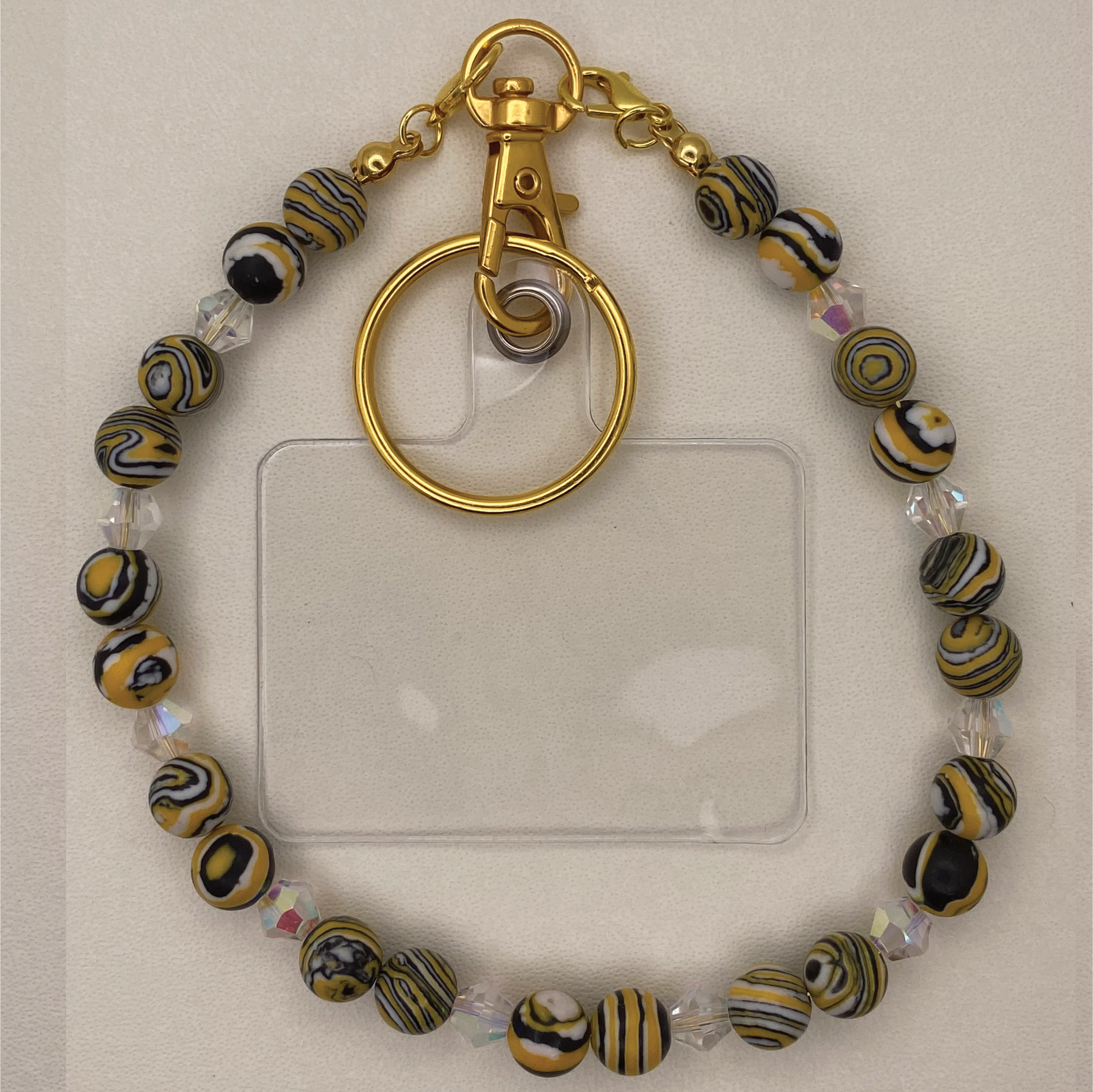 Yellow Black Quartz Clear Crystal Phone Strap