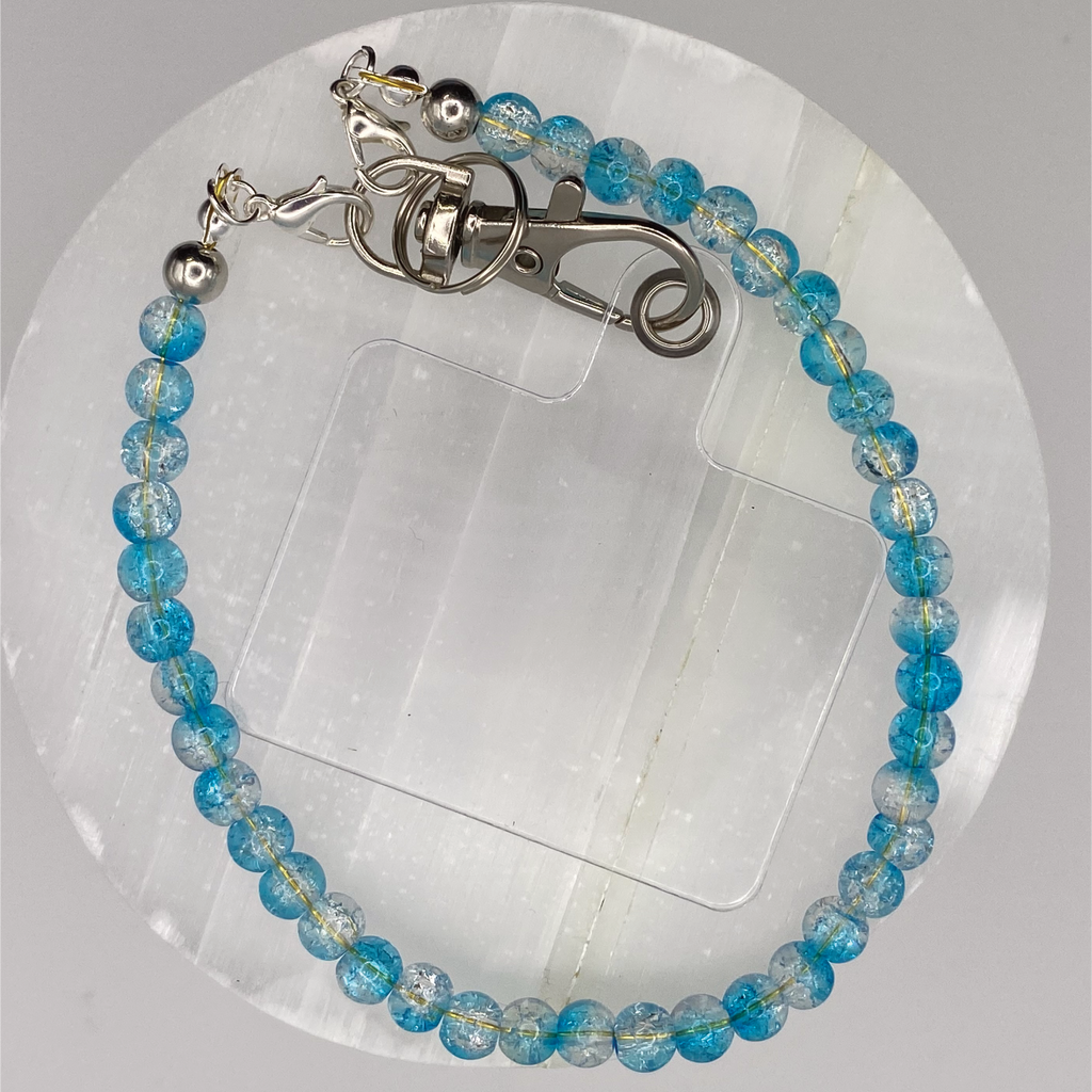 Crackle Blue Glass Phone Strap