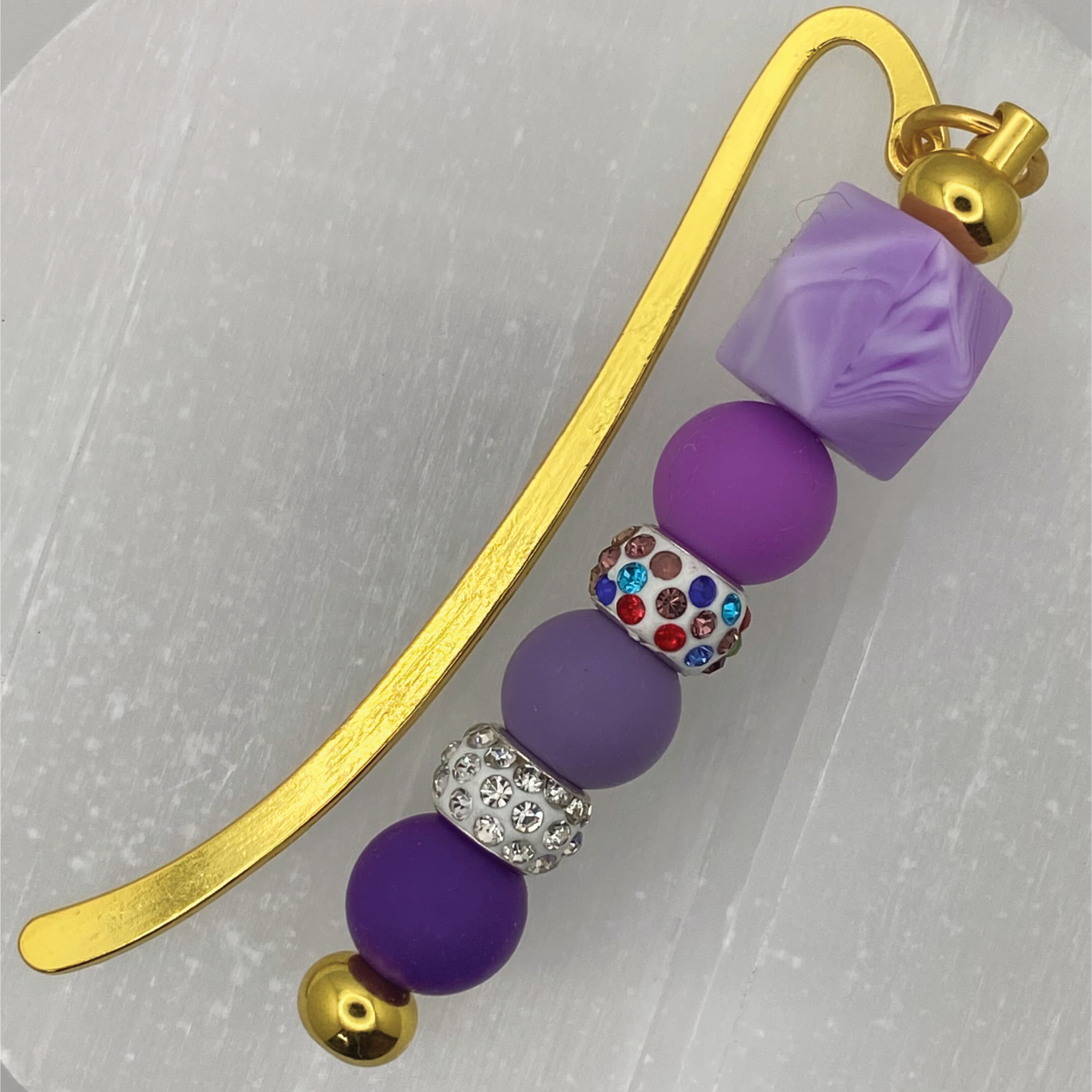 Purple Multicolored Crystal Bookmark
