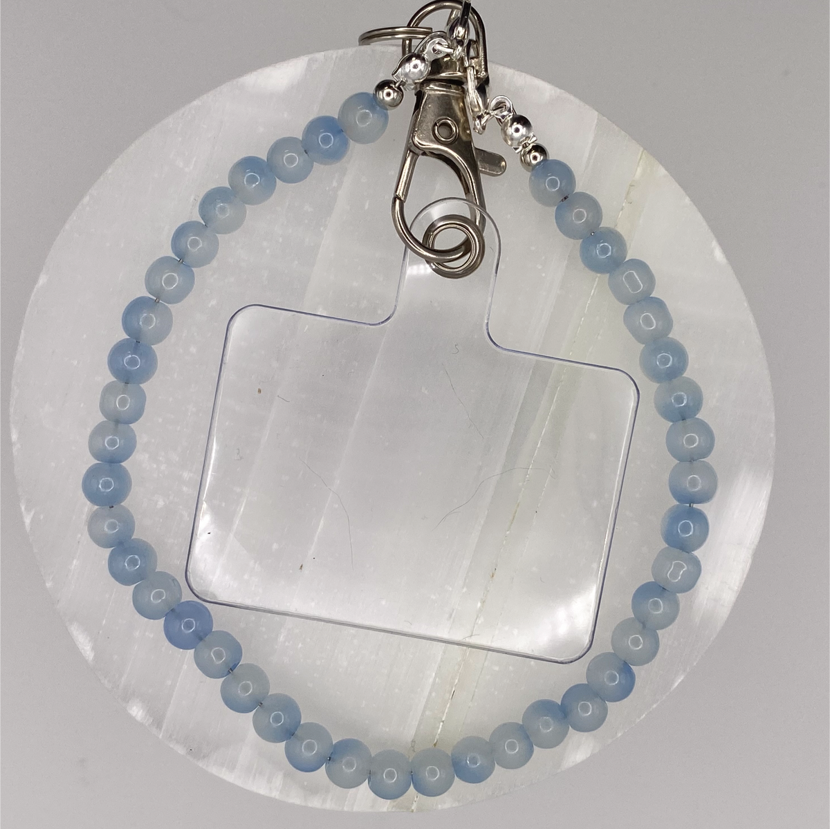 Light Blue Glass Phone Strap