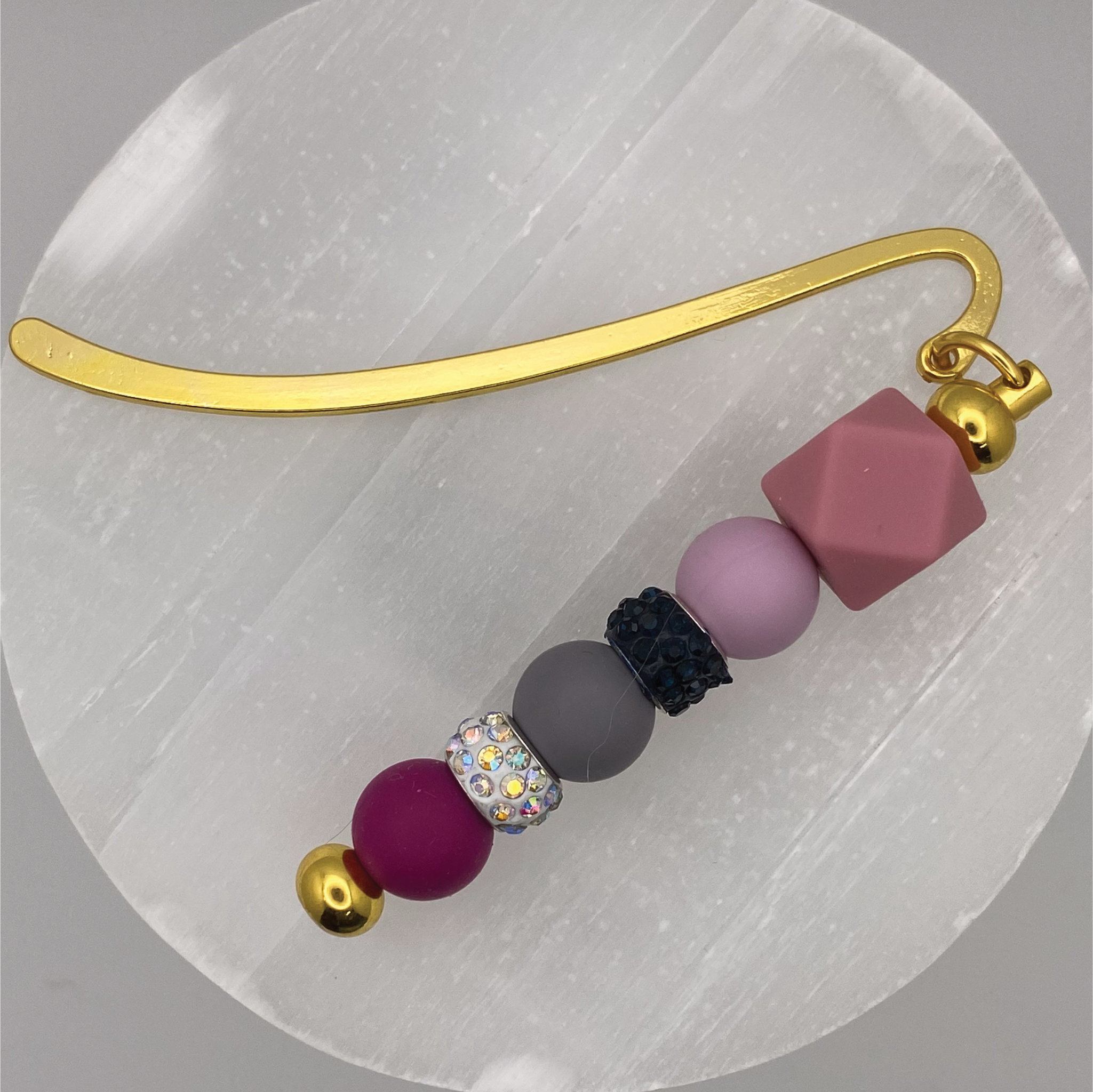 Grey Maroon Pink Bookmark
