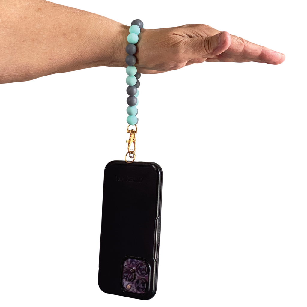 Aqua Navy Blue Silicone Phone Strap