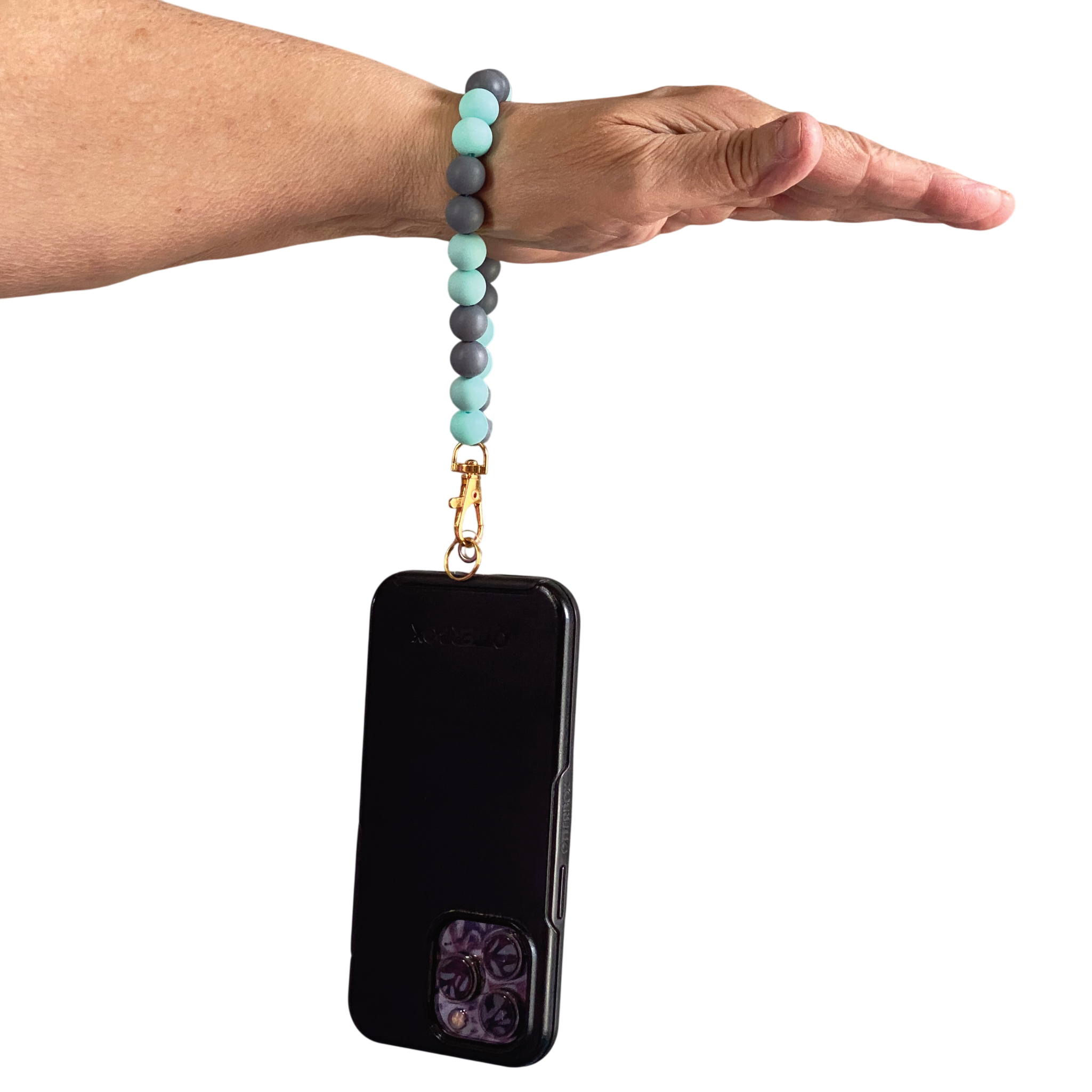 Aqua Navy Blue Silicone Phone Strap