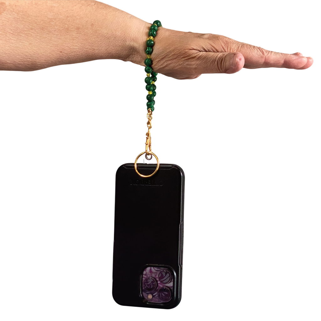 Malachite Yellow Crystal Phone Strap