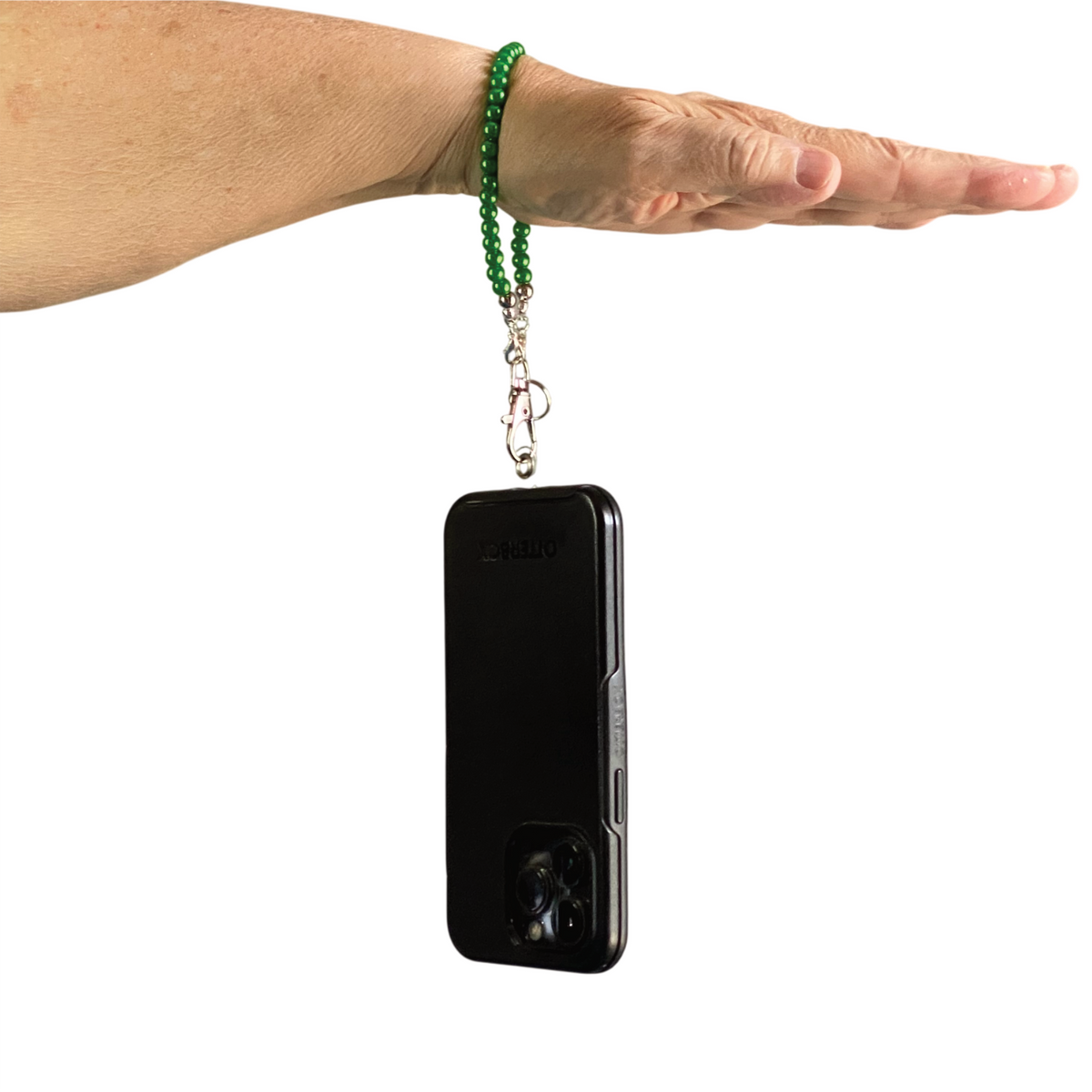 Dark Green Glass Phone Strap