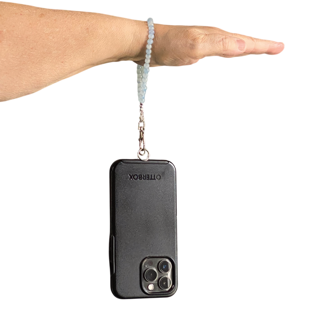 Light Blue Glass Phone Strap