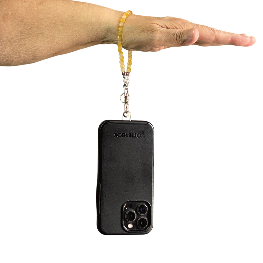 Blended Yellow Orange Glass Phone Strap