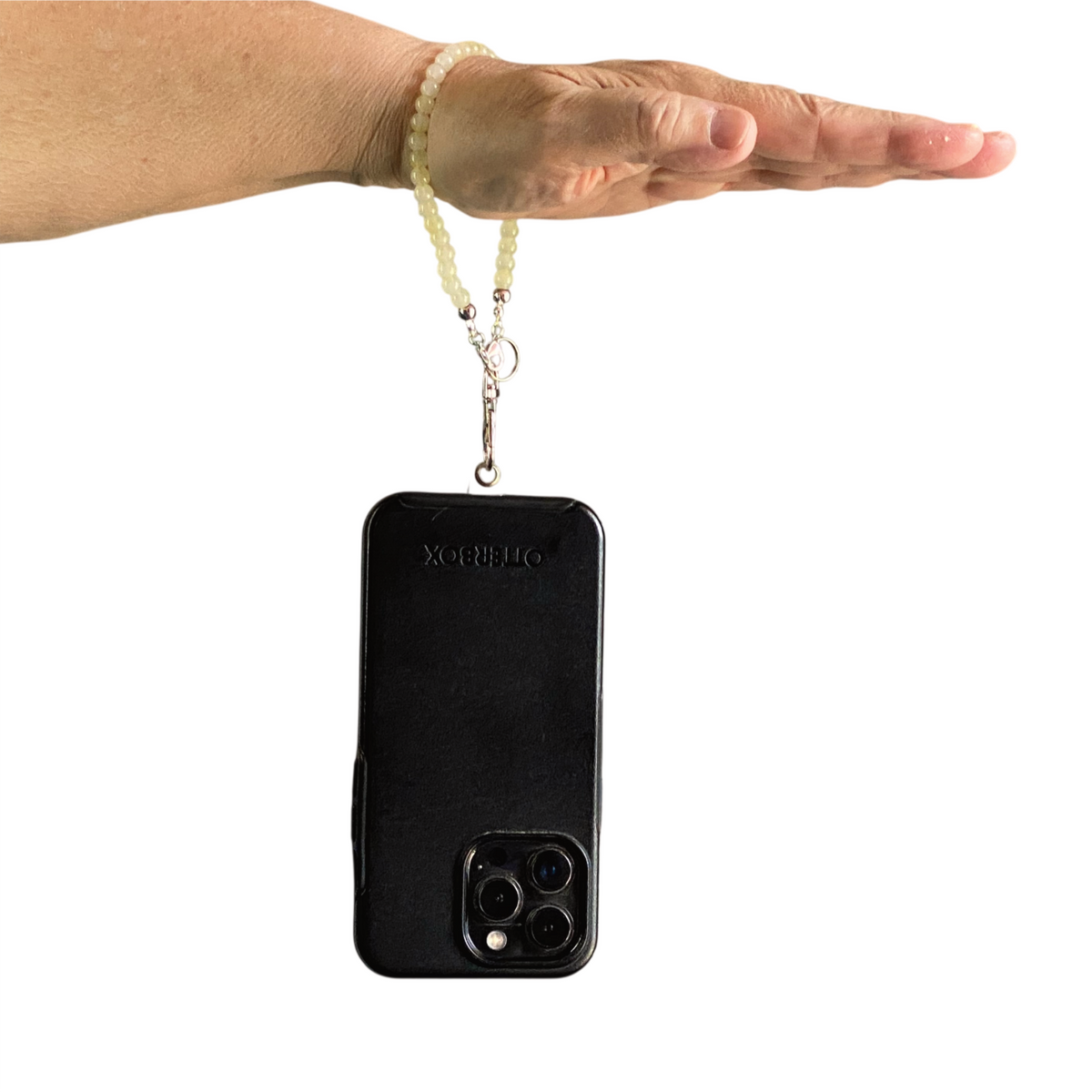 Cream Glass Phone Strap