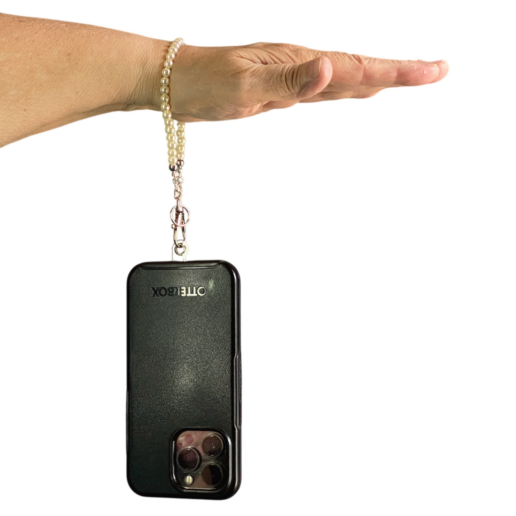 Beige Glass Phone Strap