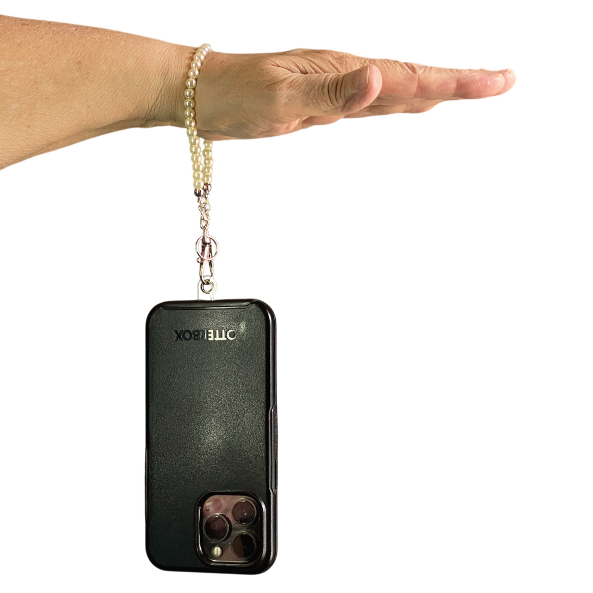 Beige Glass Phone Strap