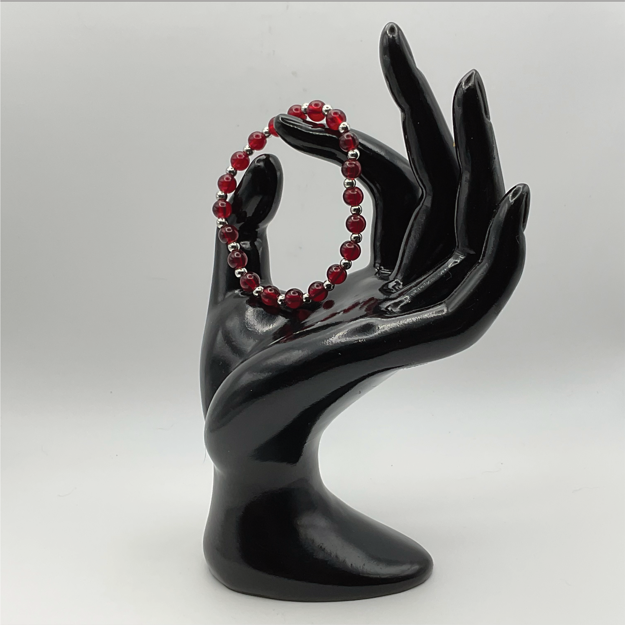14.5 cm (5.7") Claret Bracelet with Silver Spacers