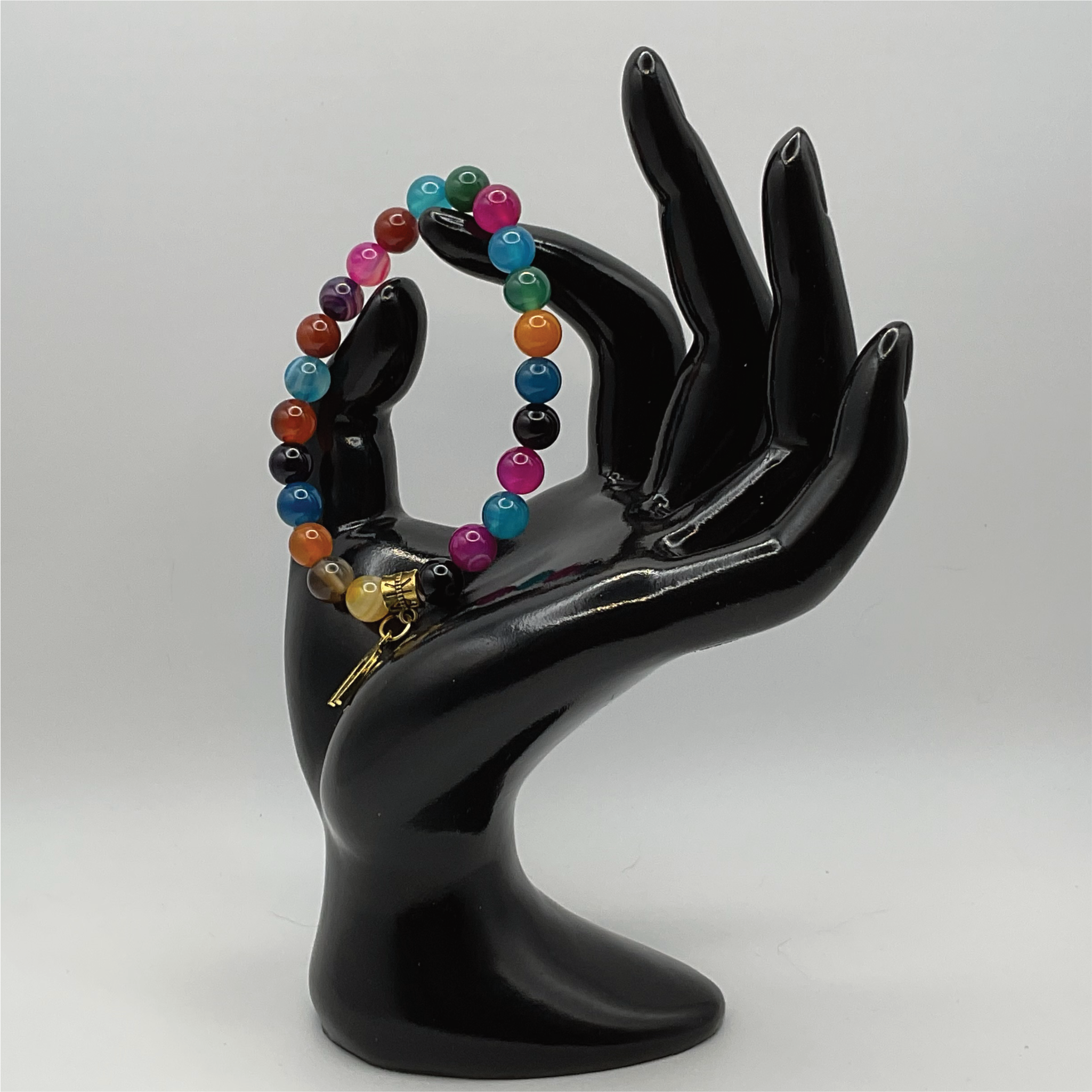 Multicolored Dragon Vein Horseshoe Charm Bracelet