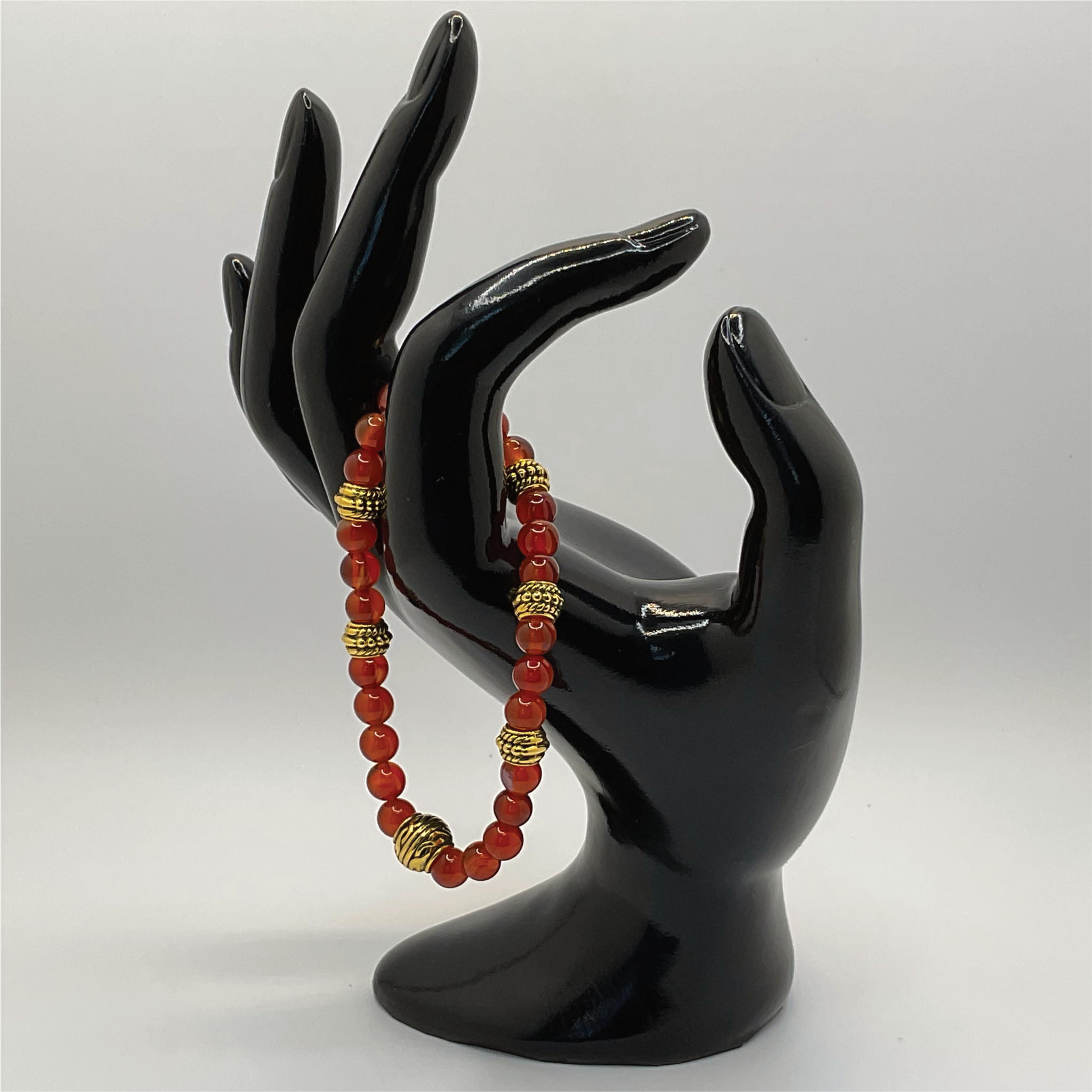 Carnelian Agate Bracelet with Gold Spacers