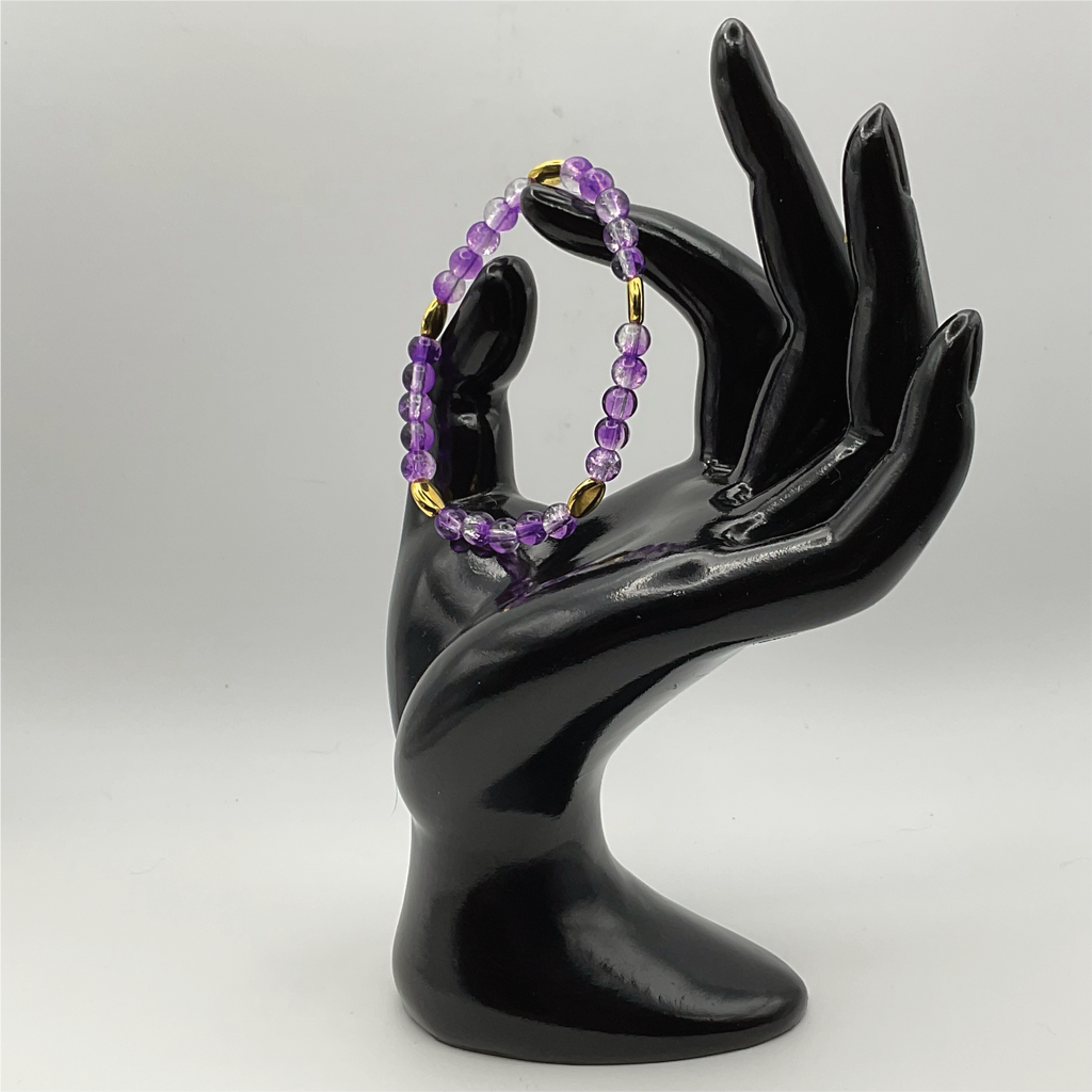 15.5 cm (6.1") Purple Bracelet with Gold Oval Spacers