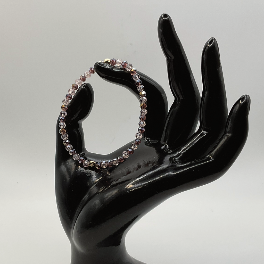 Brown Champagne Crystal Glass Bracelet with Gold Spacers