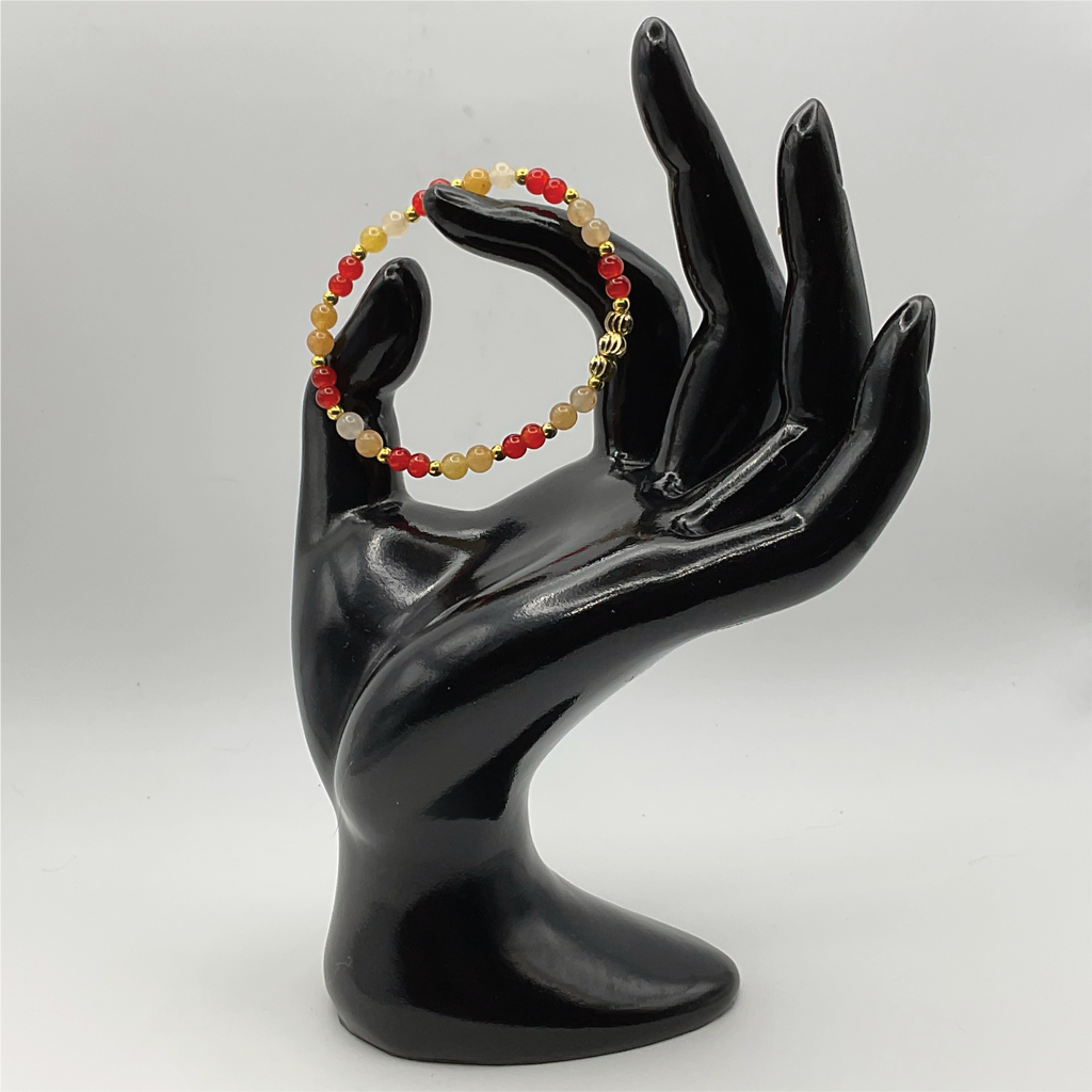 14 cm (5.5") Multi-Color Orange Bracelet with Gold Spacers