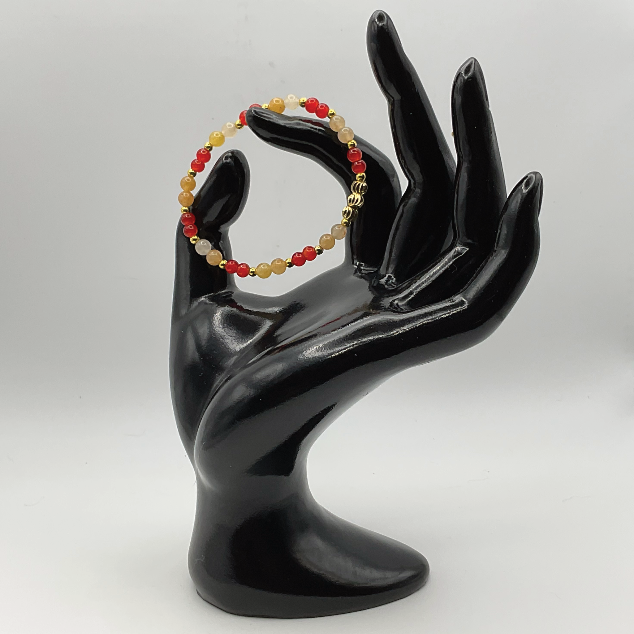 14 cm (5.5") Multi-Color Orange Bracelet with Gold Spacers