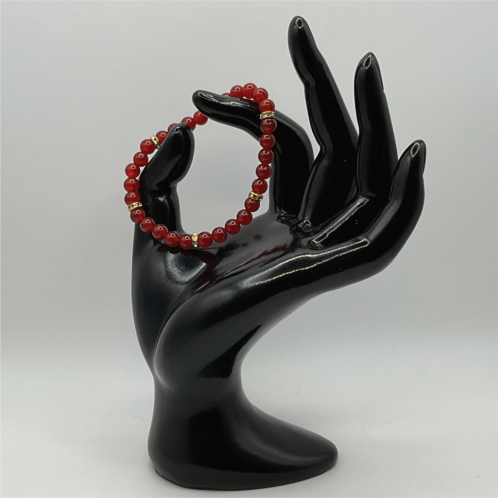 Carnelian Agate Bracelet with Gold Tone Spacers