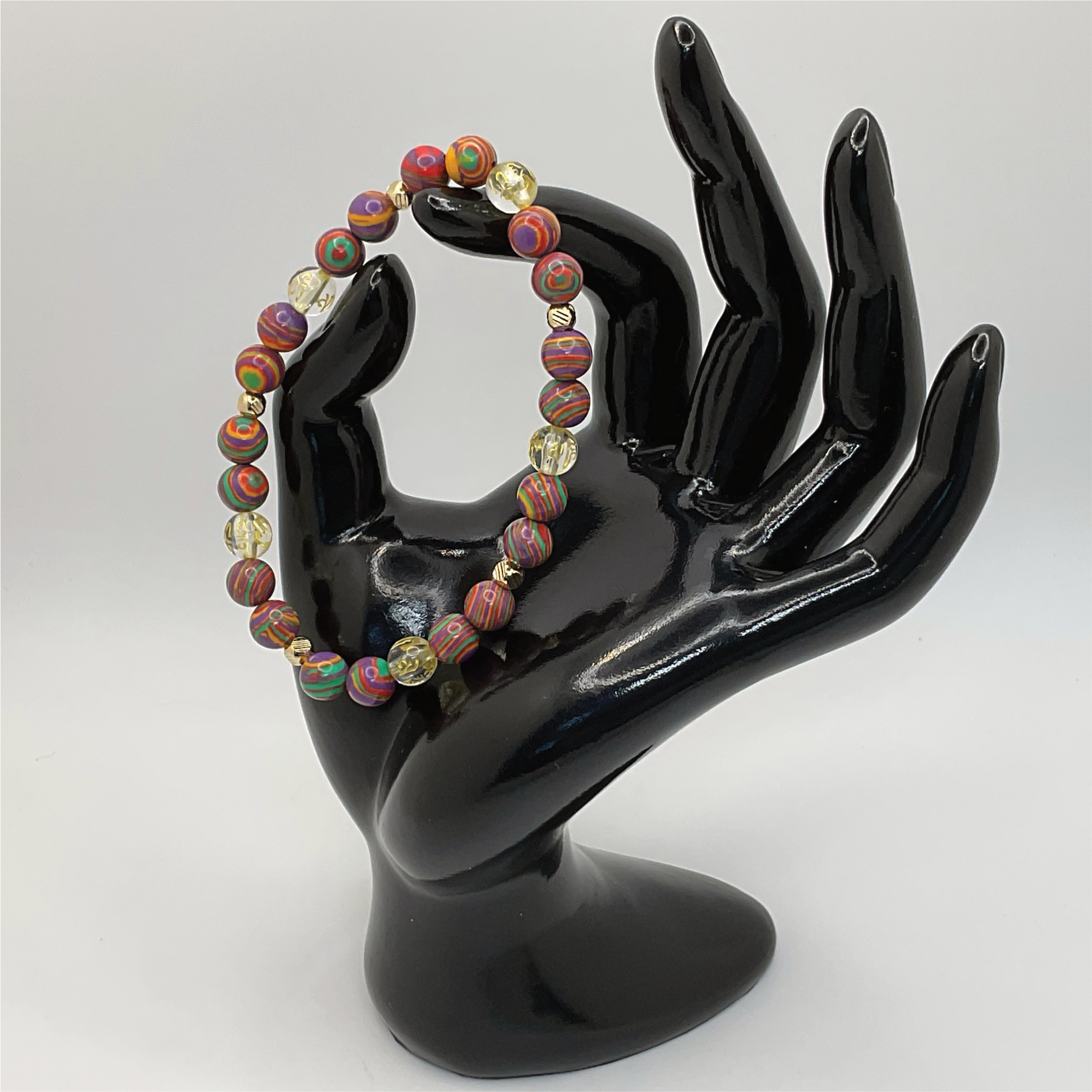 Calisilica Rainbow Clear Pixiu Bracelet with Gold Spacers