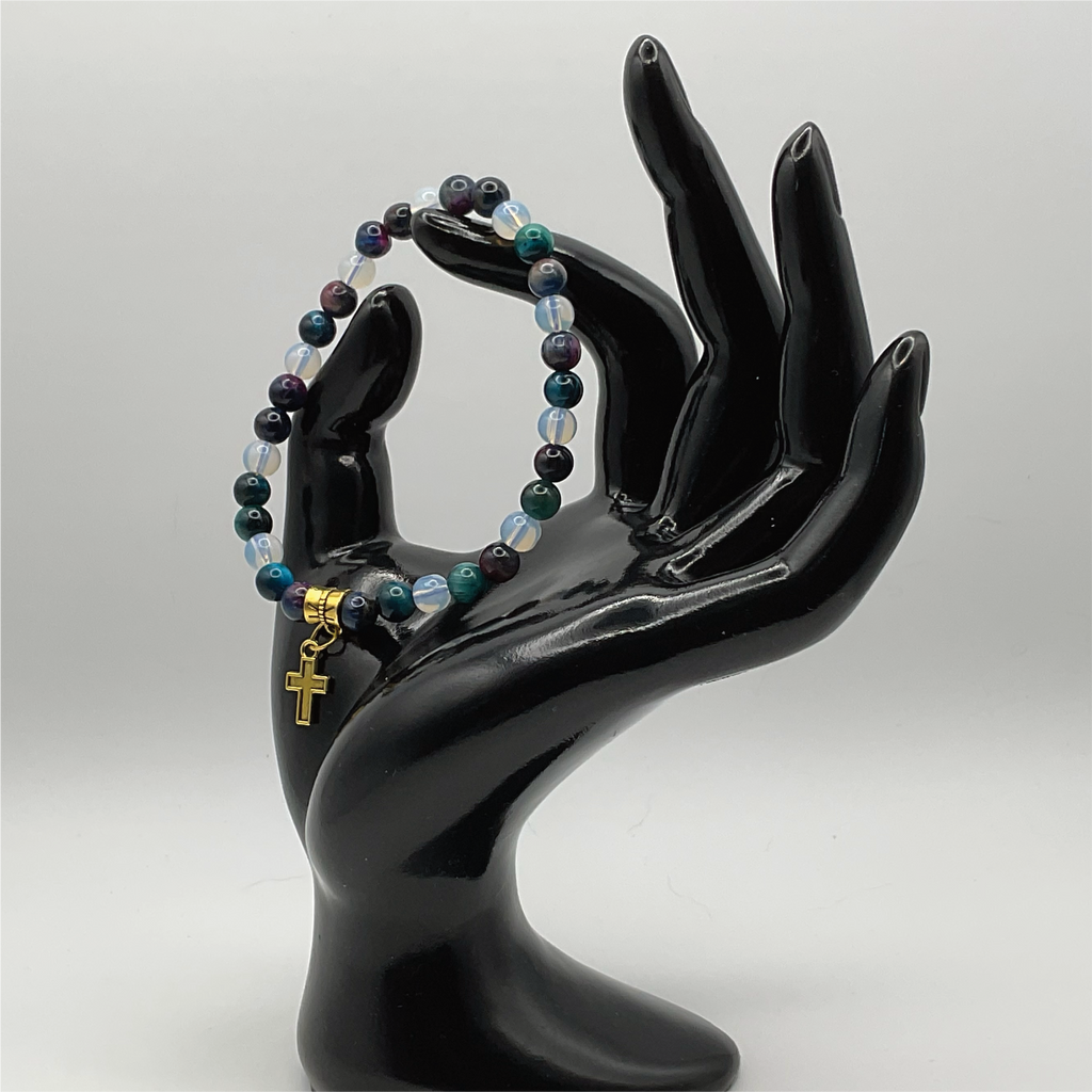 Green Dragon Vein Agate Opalite Charm Bracelet
