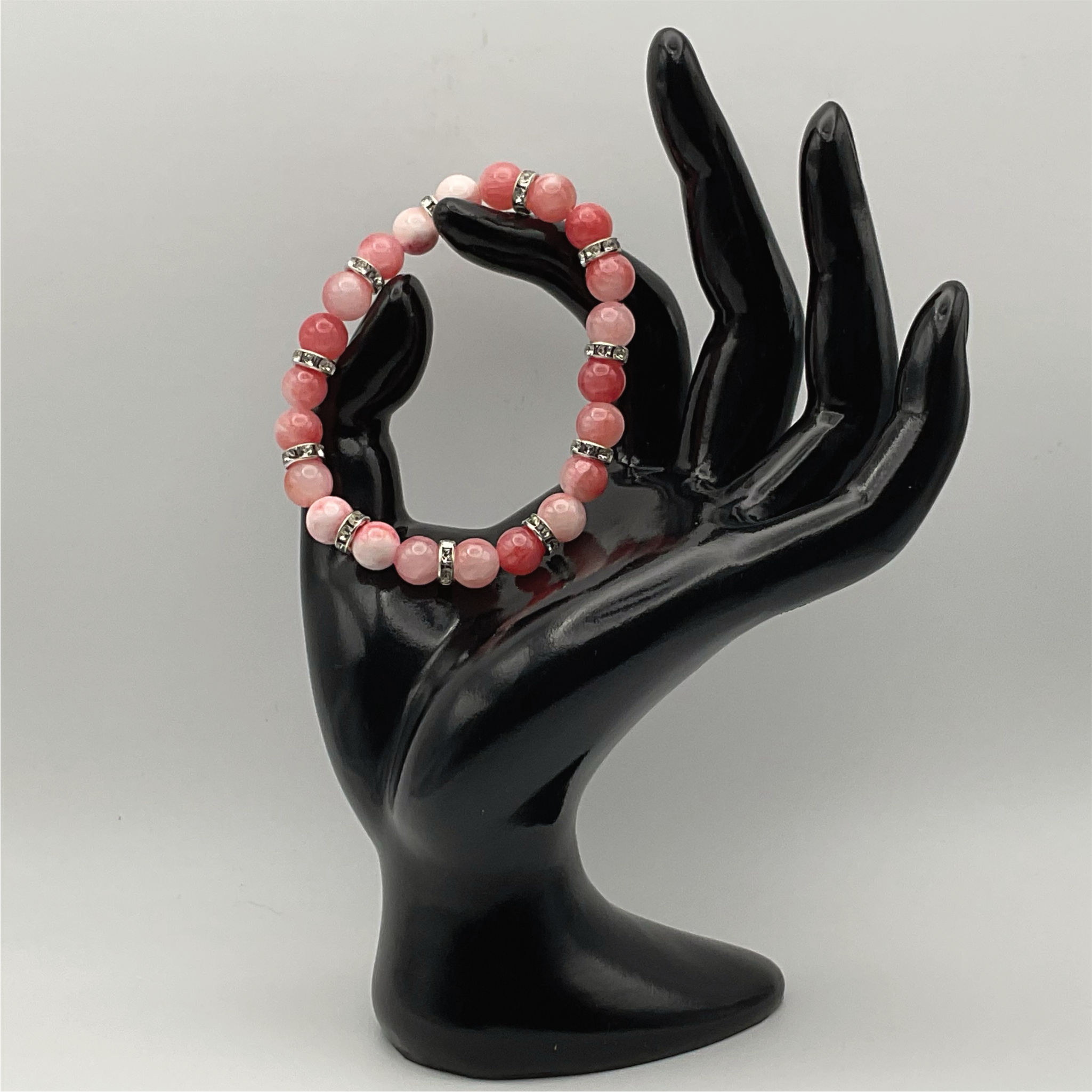 Pink Opal Bracelet with Clear Spacers