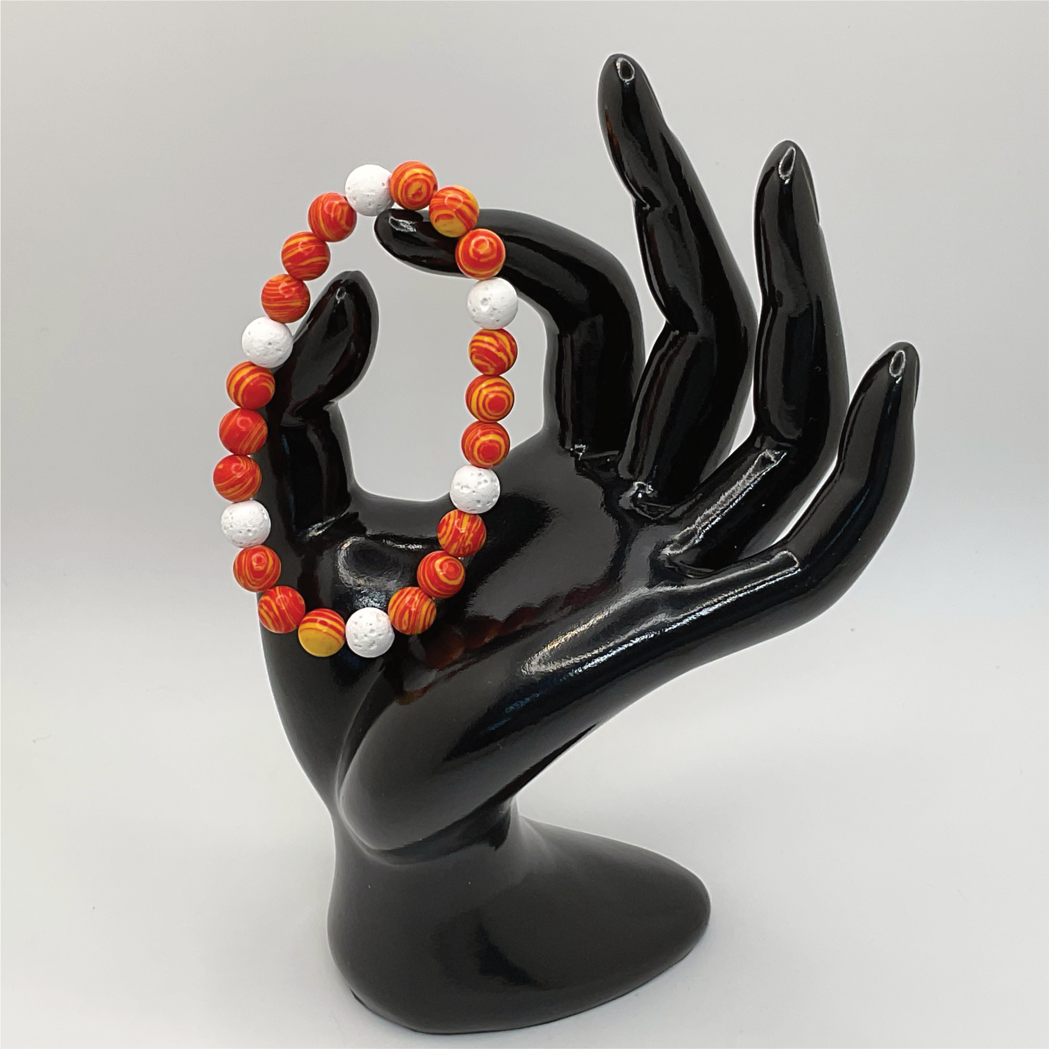 Orange Sea Glass Okenite Bracelet
