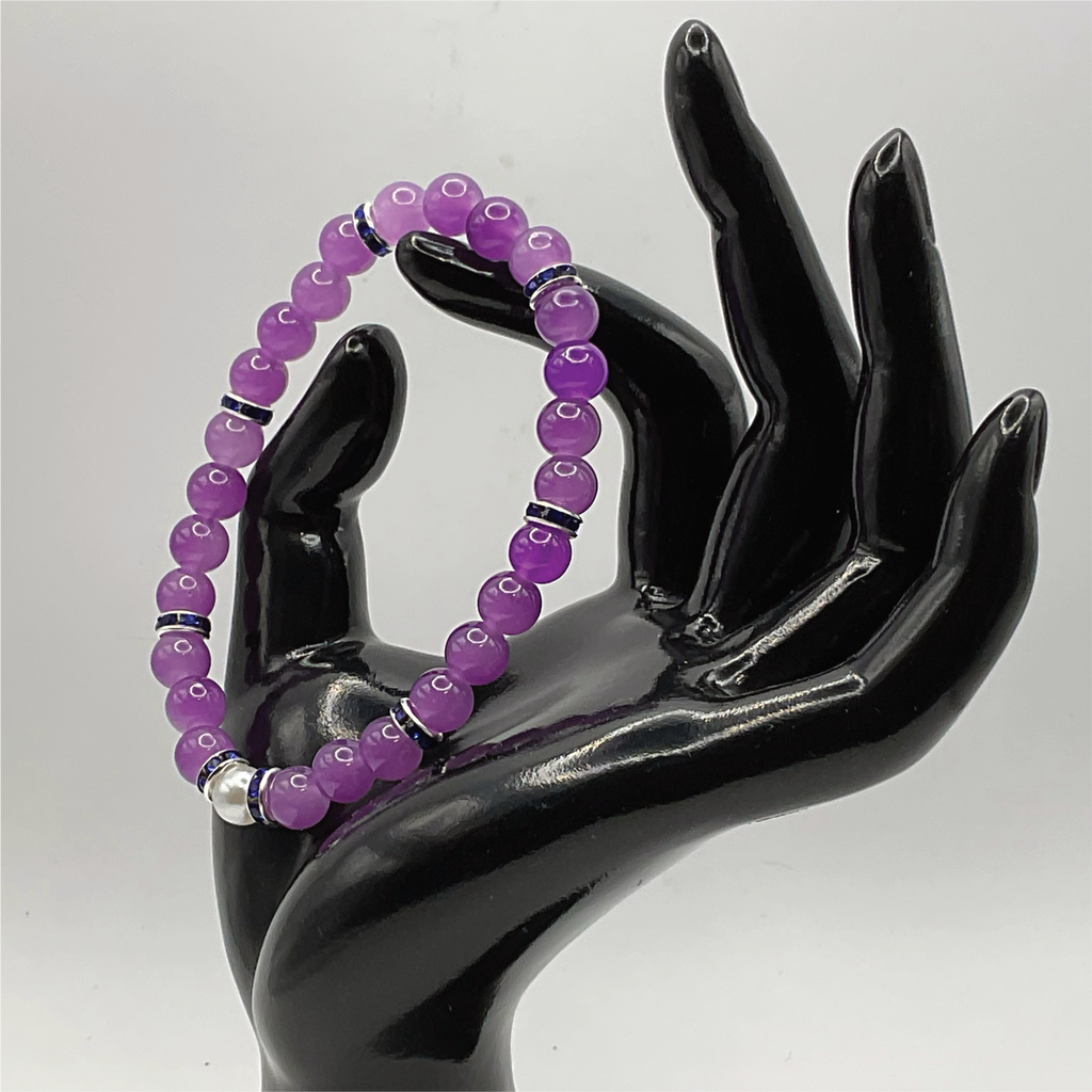 Pulsera de Cristal Perla Morada con Separadores de Cristal