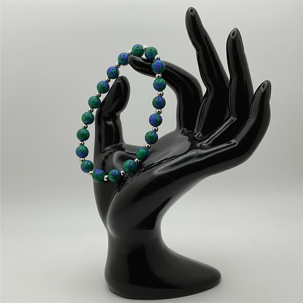 Pulsera de Azurita con Separadores de Plata