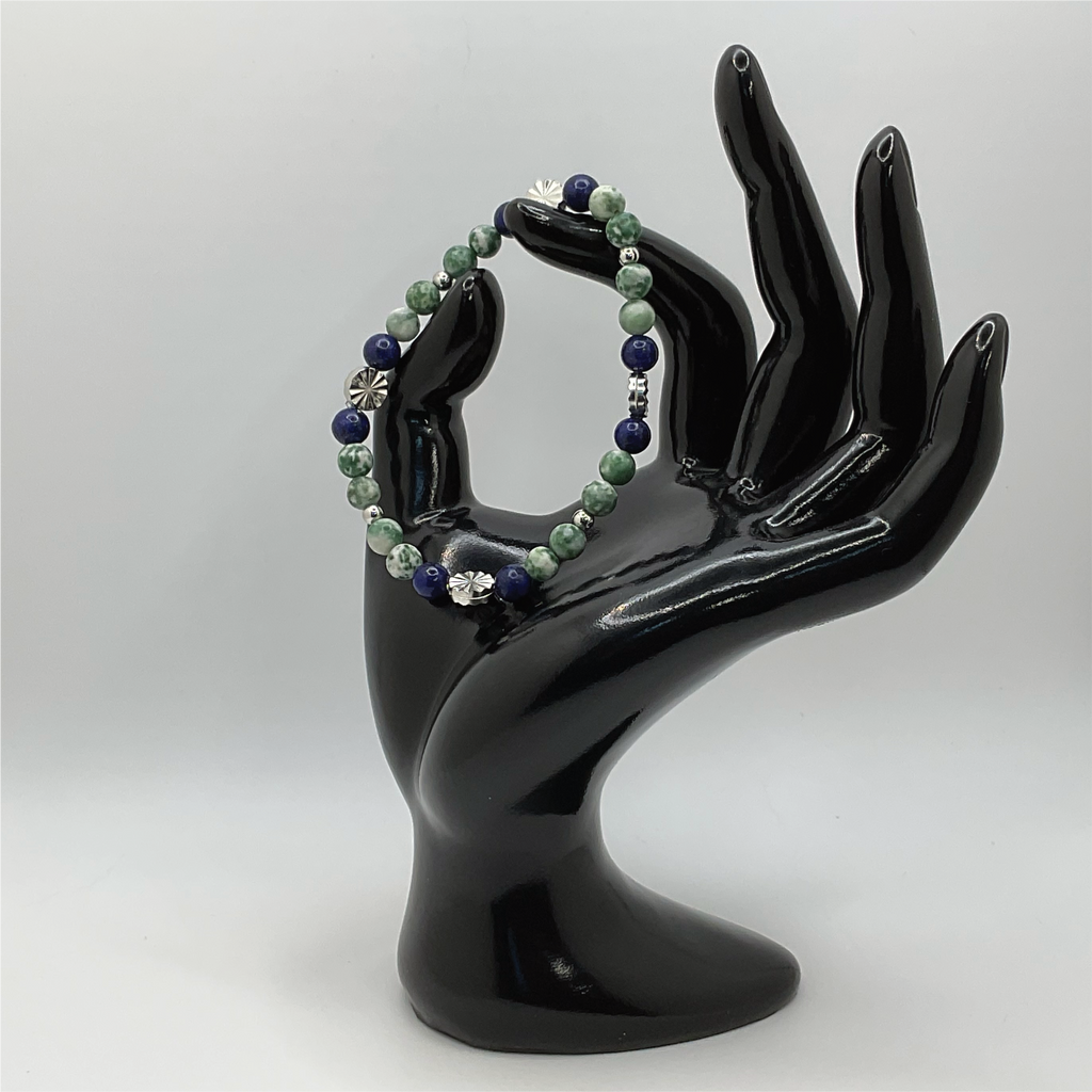Tree Agate Sodalite Bracelet with Silver Spacers