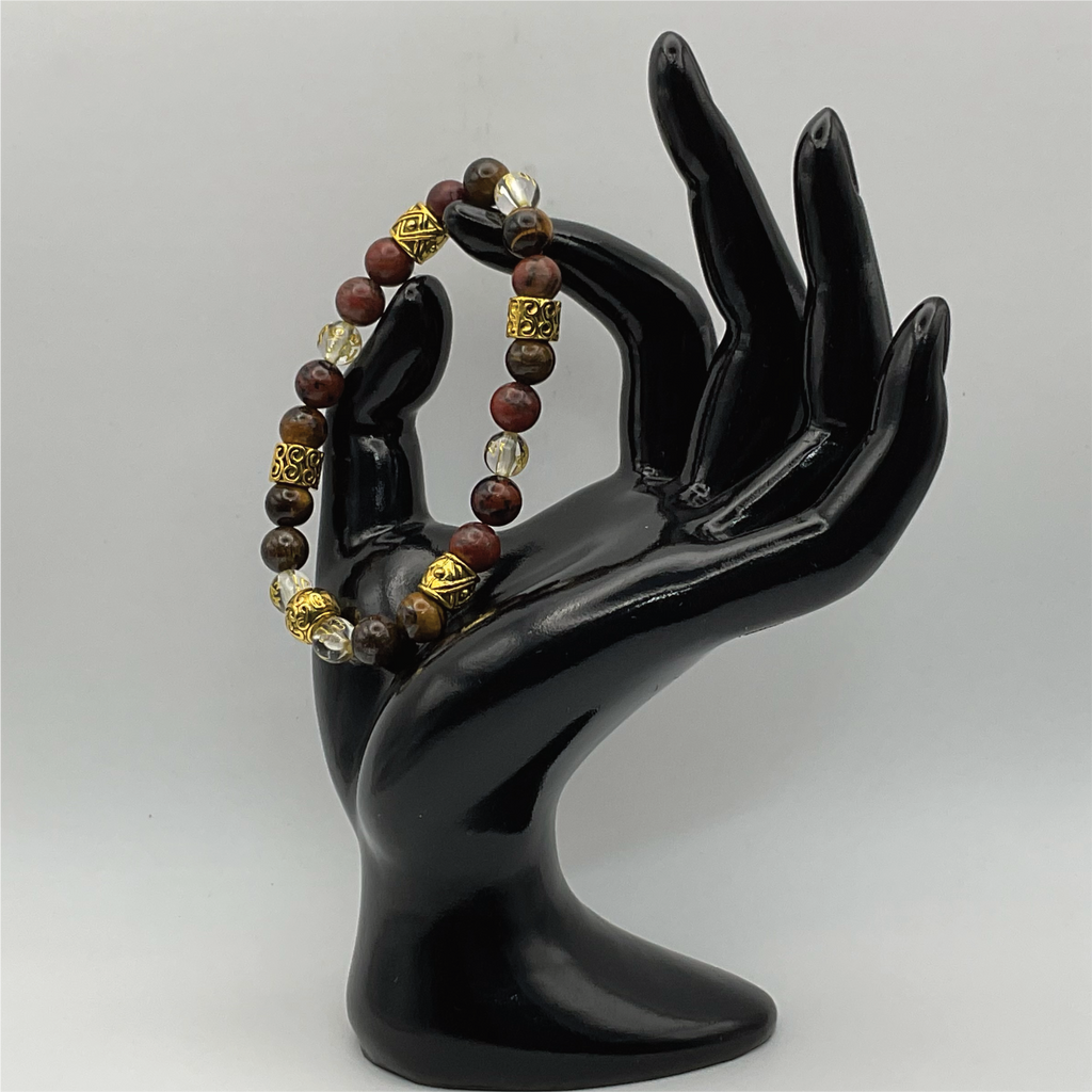 Tiger's Eye Pixiu Bracelet with Gold Spacers