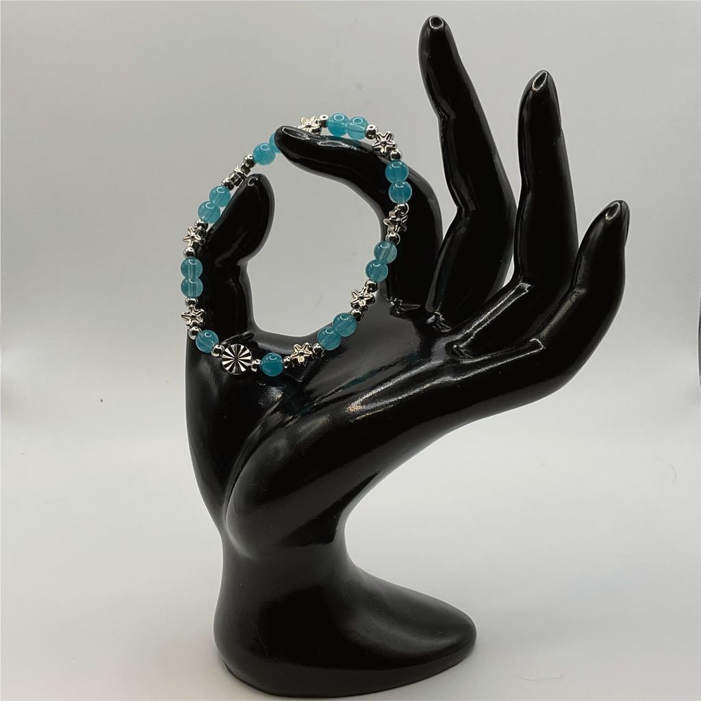 Blue Silver Stars Glass Bracelet