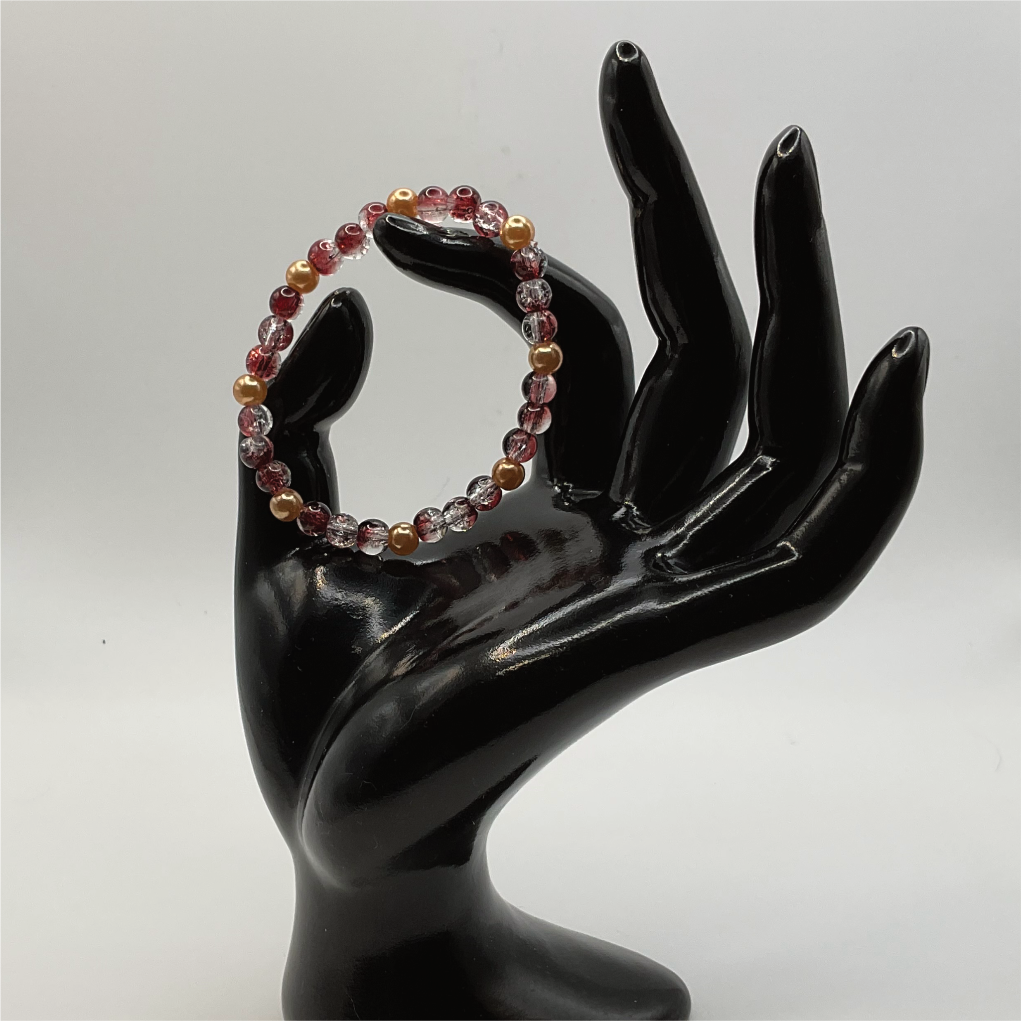 15.5 cm (6.1") Crackle Brown Bracelet with Gold Spacers