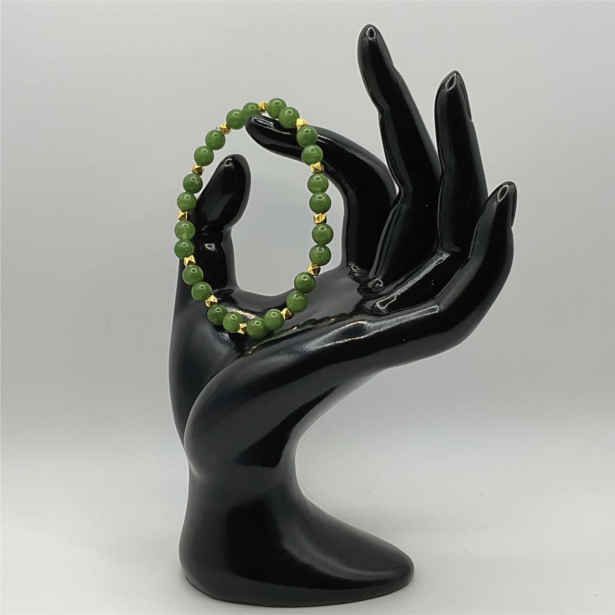Jadeite Bracelet with Gold Tone Spacers