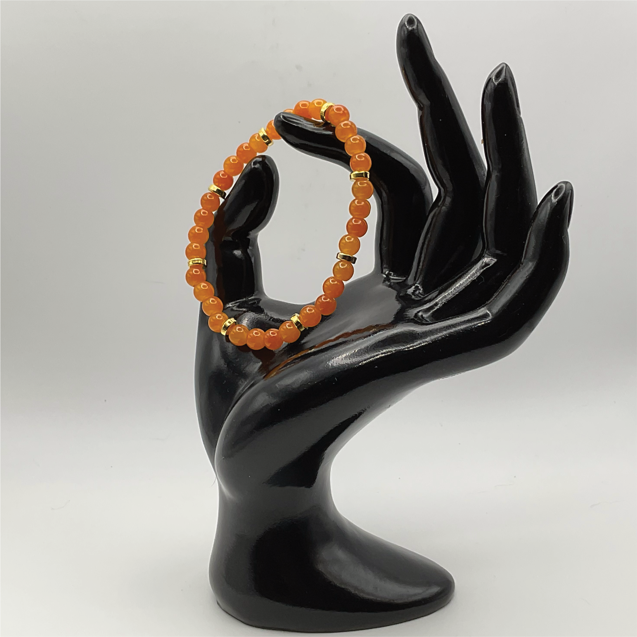 Orange Glass Bracelet with Gold Spacers