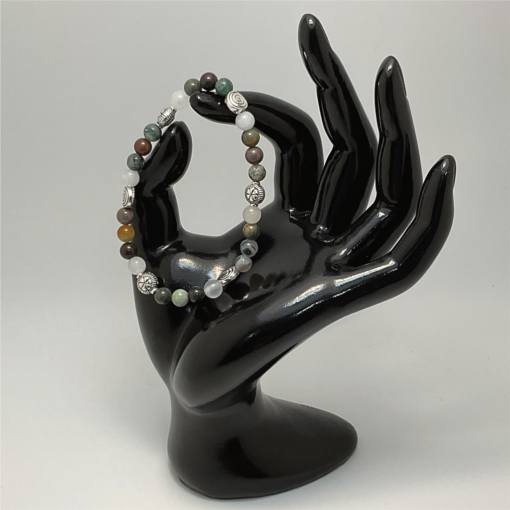 Pulsera de Ágata Oriental con Separadores de Plata