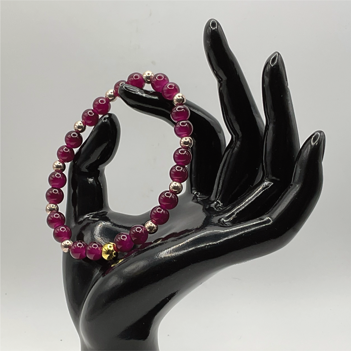 Deep Red Glass Bracelet with Gold Spacers
