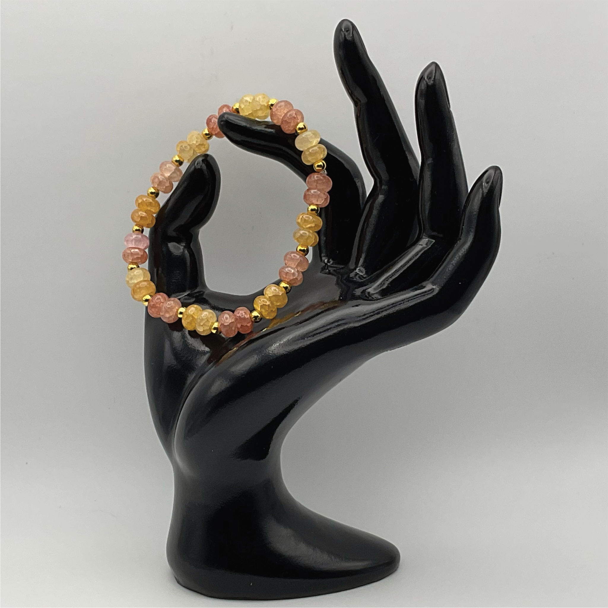 Crackle Quartz Bracelet with Gold Spacers