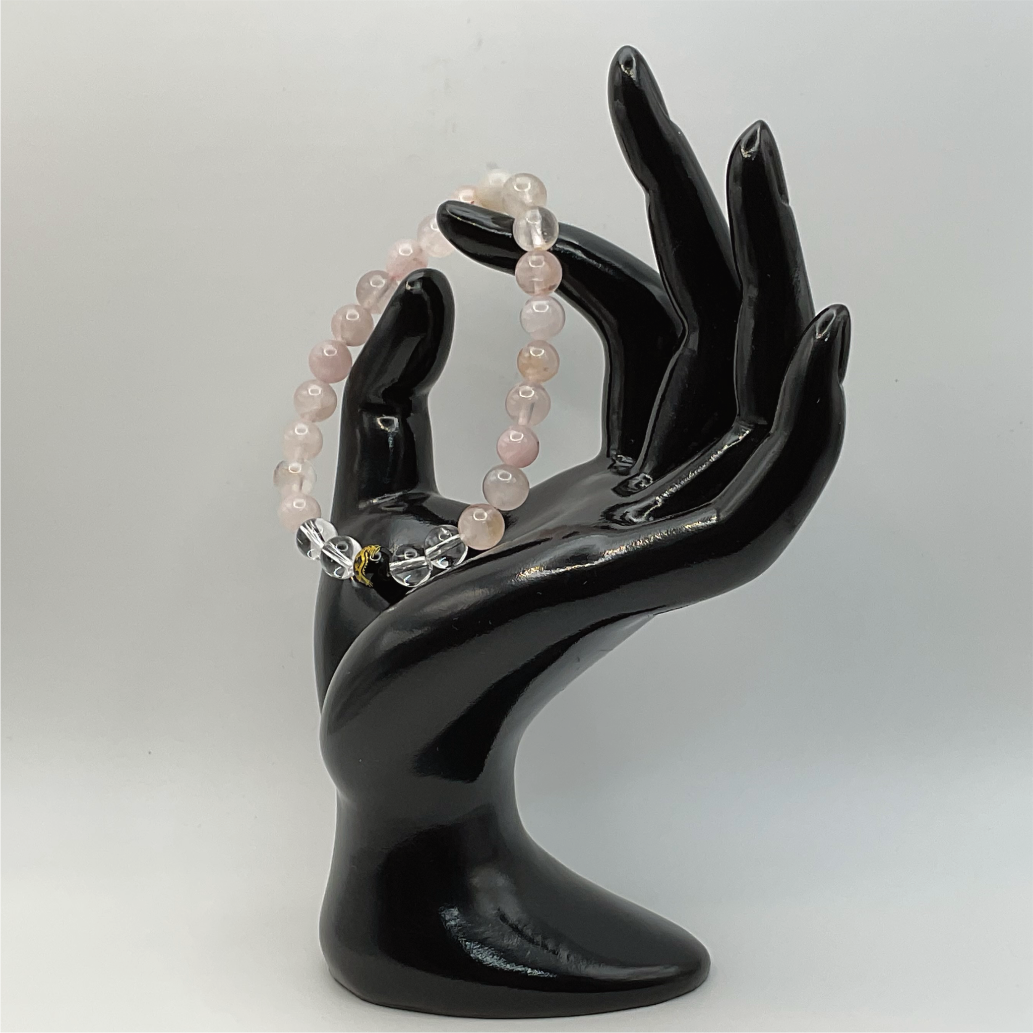 Pulsera Pixiu de Cuarzo Rosa y Cuarzo Transparente