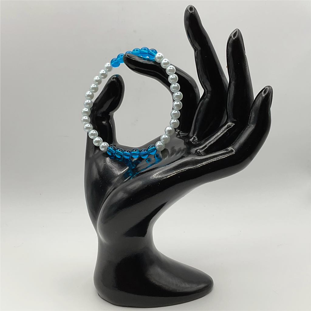 Pearl and Blue Glass Bracelet