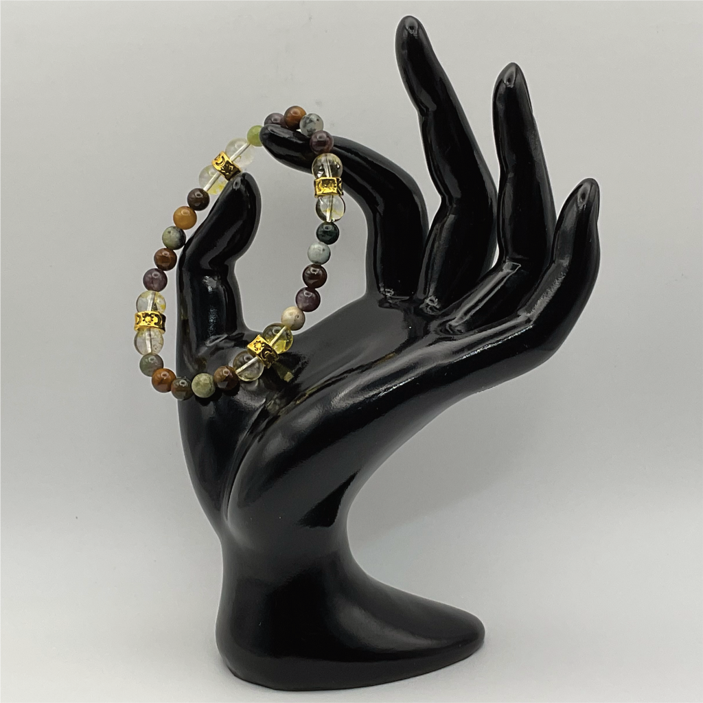 Tree Agate Citrine Bracelet with Gold Spacers