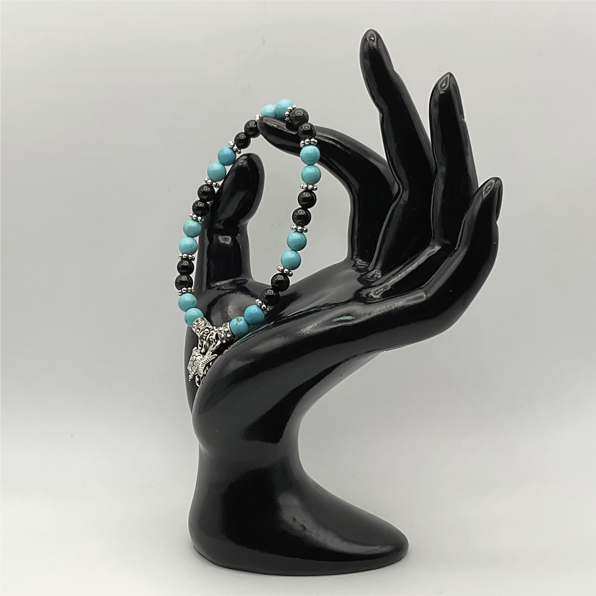 Turquoise Onyx "Under the Sea" Bracelet with Silver Spacers