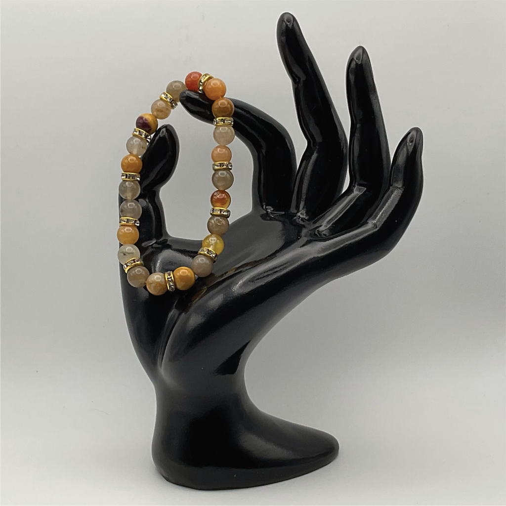 Mookaite Bracelet with Gold Tone Clear Spacers