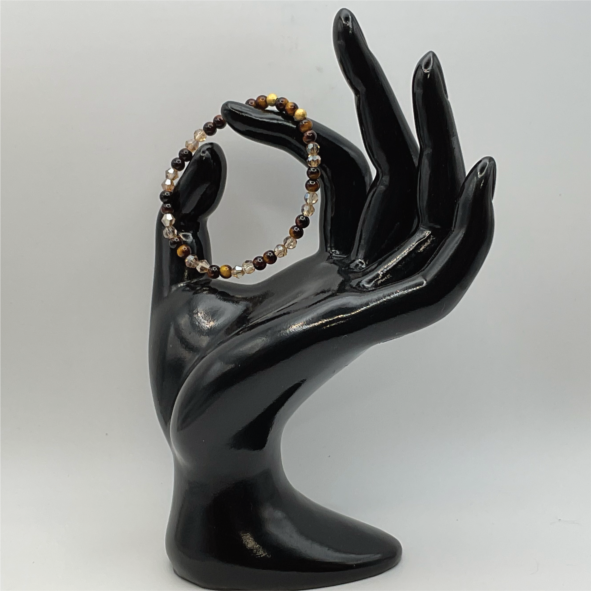 14.5 cm (5.7") Tiger's Eye Amber Crystal Bracelet with Gold Spacers