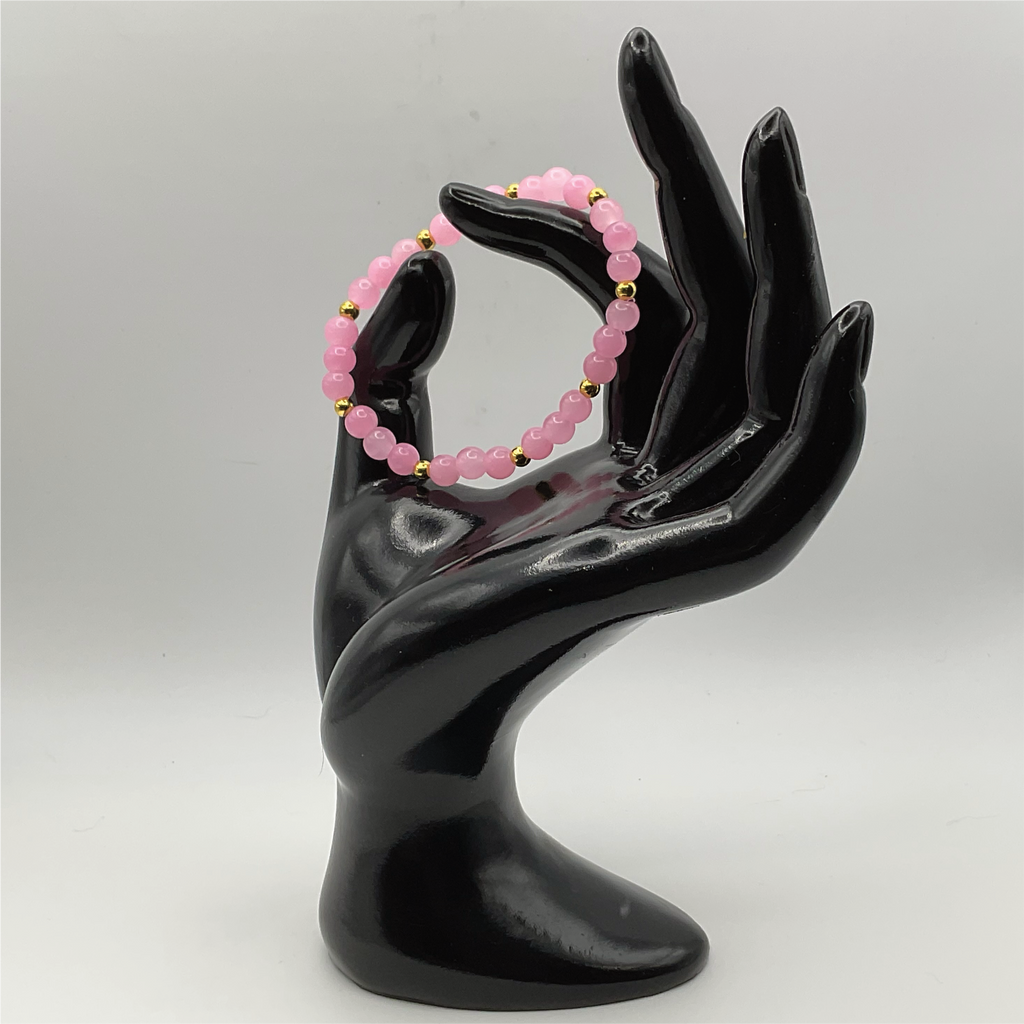 15.5 cm (6.1") Pink Bracelet with Gold Spacers