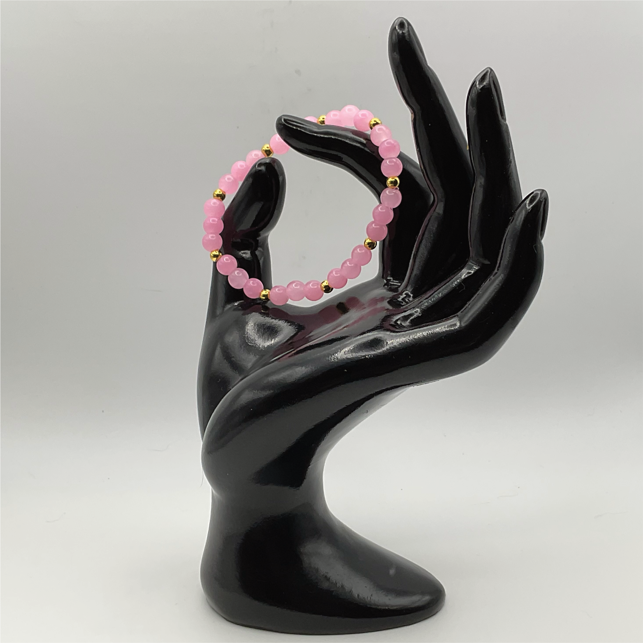 15.5 cm (6.1") Pink Bracelet with Gold Spacers