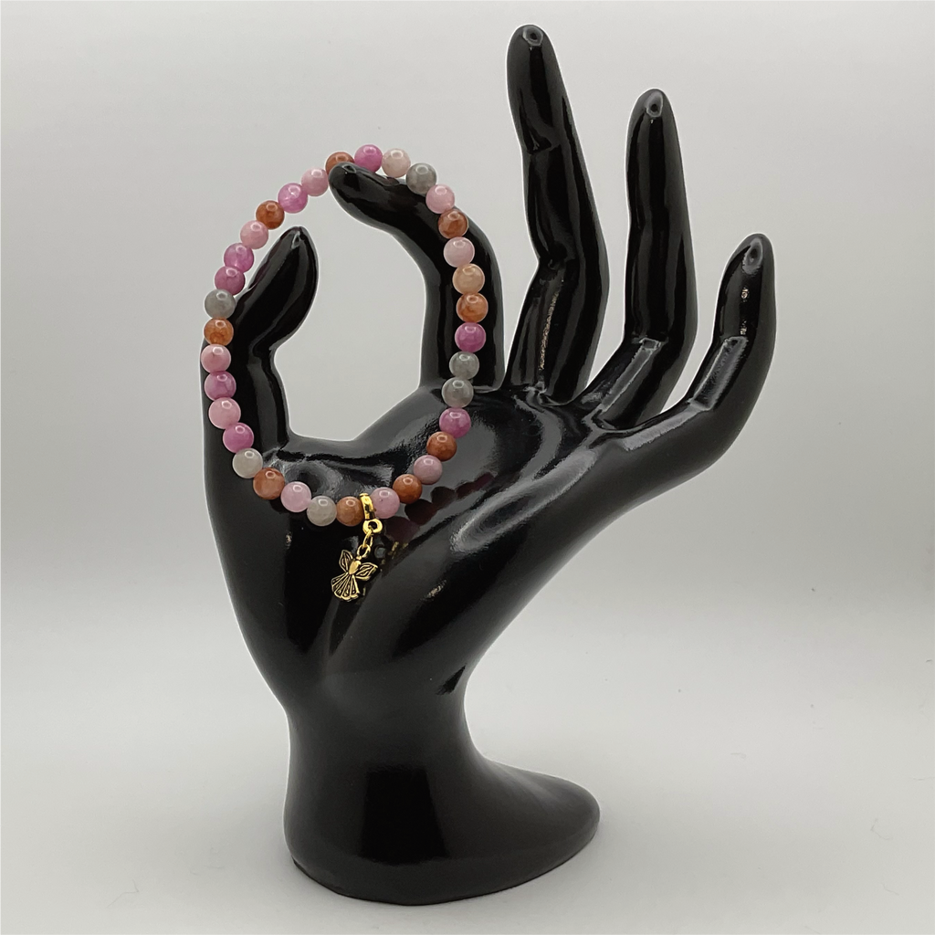 Rubelite Tourmaline Angel Charm Bracelet