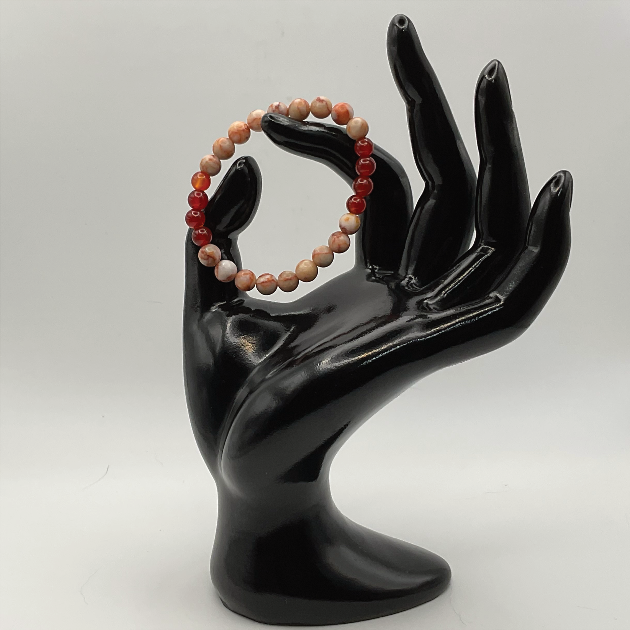 14 cm (5.5") Carnelian Agate Chalcedony Agate Bracelet
