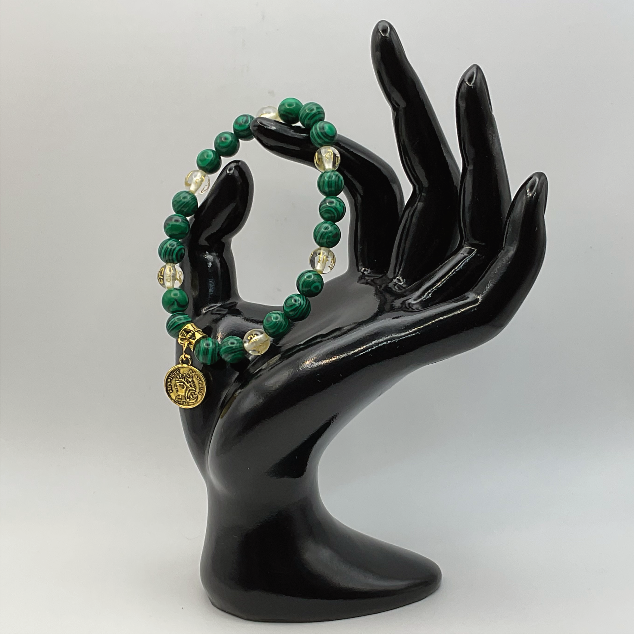 Pulsera amuleto Pixiu de malaquita